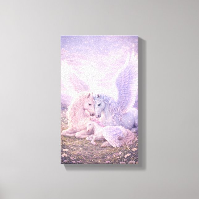 Famille Pégase – Toile d'art fantasy aux pastels d (Recto)