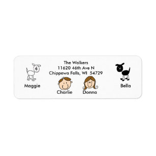 Famille personnalisable 2 chiens Étiquettes de adr