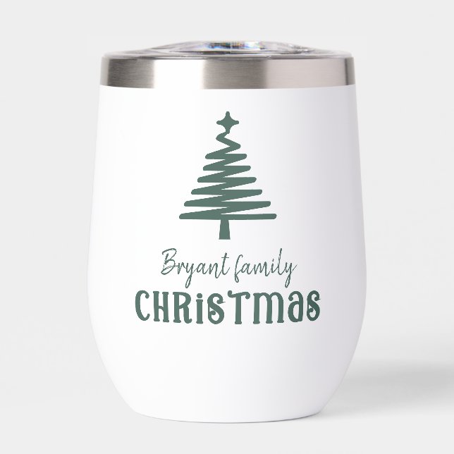 Famille personnalisée arbre de Noël simple vert (Avant)