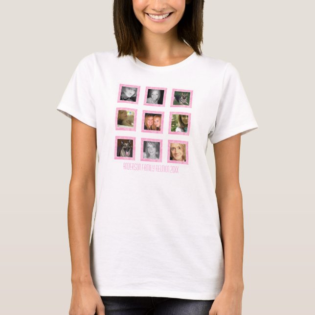 Famille personnalisée : Cadre rose : Tshirt photo (Devant)