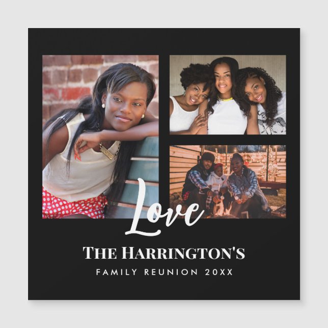 Famille Réunion 3 Section Photo Collage Black Fram (Devant)