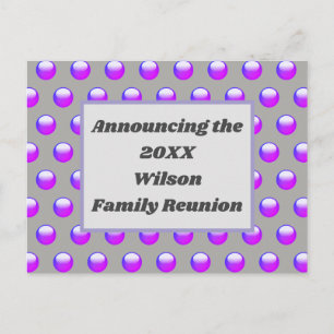 Famille Réunion bleu violet Polka Dot Invitation
