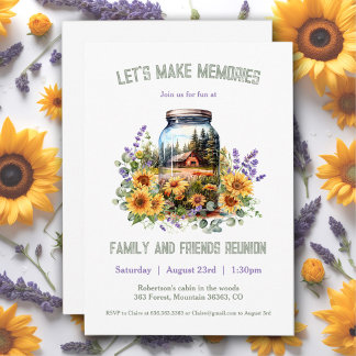 Famille Réunion Sunflowers Lavender Invitation