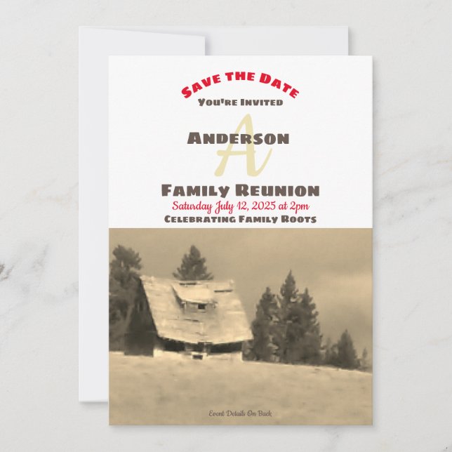 Famille Réunion Vieux Homestead Invitation Date de (Devant)