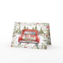 Famille Shelter en Camion Rouge Carte de Noël
