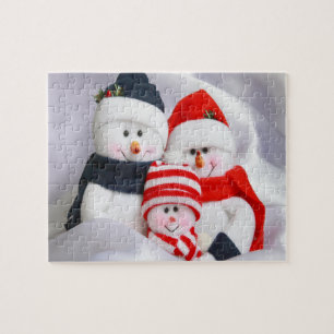 Famille Snowman au puzzle de Noël