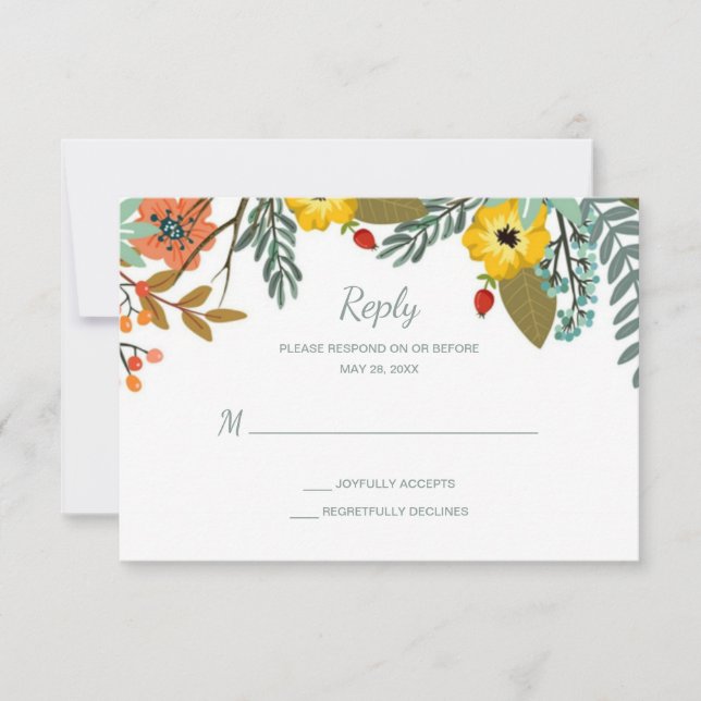 Familles mixtes Jardin Floral Mariage RSVP (Devant)