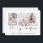 Family 2 Photos Script Joyeux Noël Carte<br><div class="desc">Famille moderne 2 Photos Script Joyeux Noël. Un masque arrondi élégant est automatiquement placé sur vos images lorsque vous les téléchargez. Remplacez simplement les deux exemples de photos par les vôtres et personnalisez avec votre salutation et vos noms en bas. Joyeux Noël est dans un script stylé.</div>