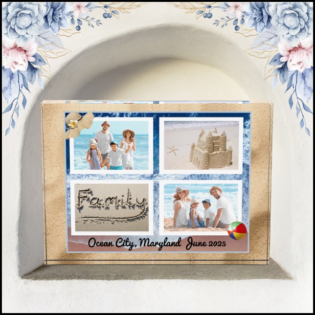 Family Beach Vacances Bloc photo Garde (Family Beach Vacation Photo Block Keepsake)