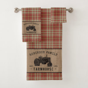 Family Farmhouse Rustic Tractor Red Plaid