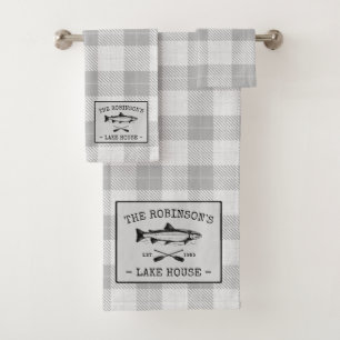 Family Lake House Oars Poisson Russe Blanc Plaid