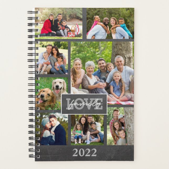 Family Love Custom Photo Collage Modern Chalkboard (Devant)