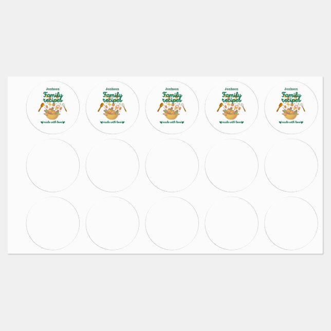 Family Recipes Kitchen Stickers (Feuille)
