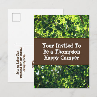 Family Reunion Camping Trip Green Leaf Invitation