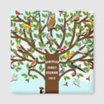 Family Reunion Party Favors Magnet<br><div class="desc">Family reunion idea,  featuring a tree with birds and a place to add your family name and the year.</div>