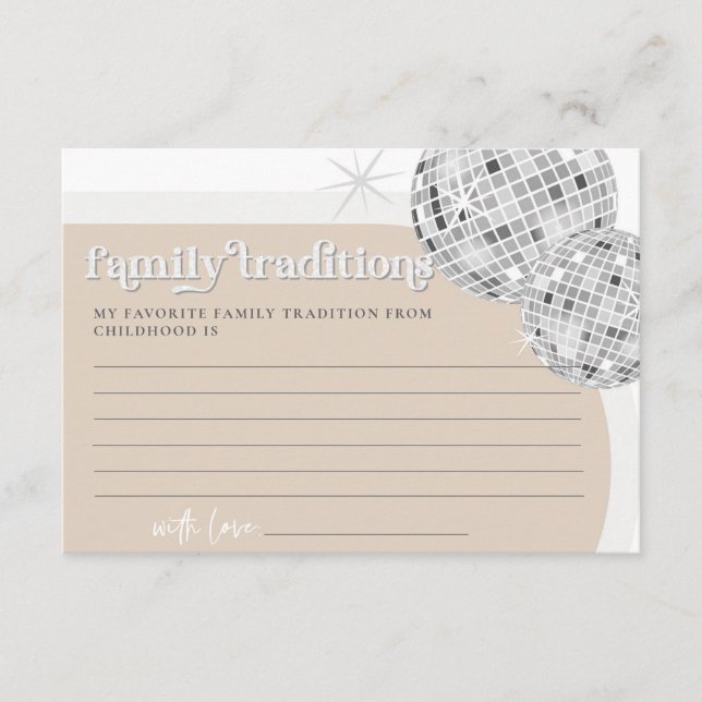 Family Traditions Disco Baby shower Carte de jeu (Devant)