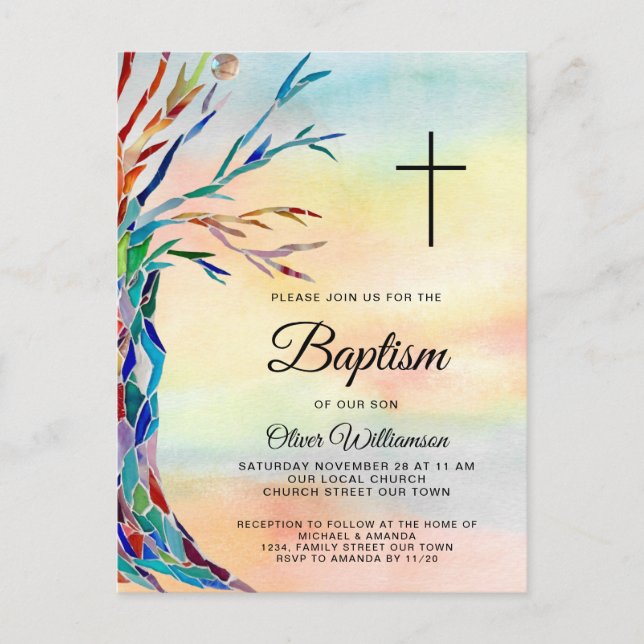 Family Tree Baptism Christening Invitation (Devant)