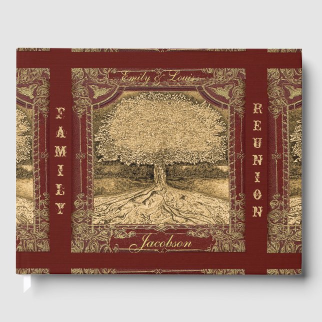 Family Tree Reunion Livre d'invité Look Vintage (Recto)