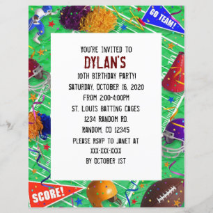 Fan de football thème anniversaire invitations fêt