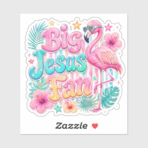 Fan de Jésus avec Autocollant Flamant Rose 