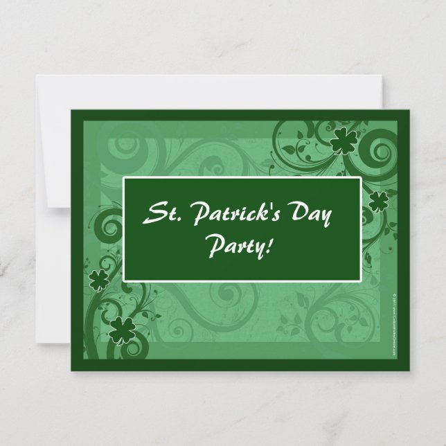 Fanciful Swirls St Patrick's Day Party Invitations (Devant)