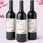 Fancy 21st Birthday Vins Étiquettes - Cerise Bloss<br><div class="desc">Faites de votre fête d'anniversaire un événement marquant avec nos élégants Étiquettes de vin du 21e anniversaire, ornés de gracieuses fleurs de sakura roses à la japonaise et d'un cadre royal doré, magnifiquement unis pour créer une couronne exquise. Ces étiquettes chics de bouteilles de boisson exsument le raffinement, capturant l'essence...</div>