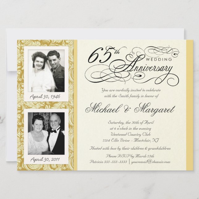 Fancy 65th Anniversary Invitations - Alors & Maint (Devant)