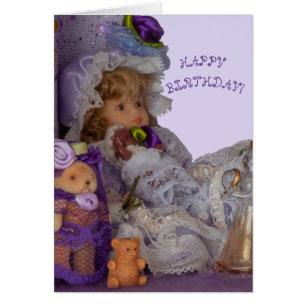 Fancy Birthday card jolies poupées fille violet fu