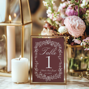 Fancy Burgundy Rubine Floral Numéro de Table de Ma