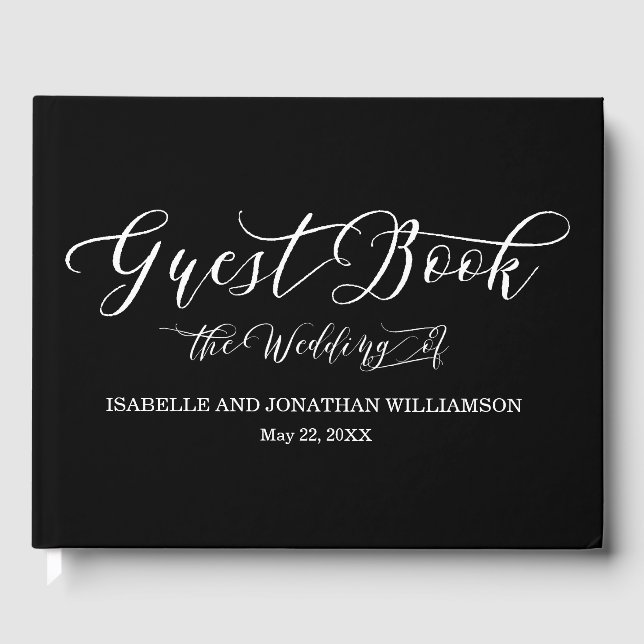 Fancy Calligraphie noir blanc Elégant livre d'hôte (Recto)