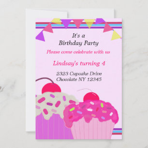 Fancy Cupcakes Invitation fête d'anniversaire