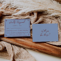 Fancy Deep Red Blue Frame Whimsy Mariage RSVP