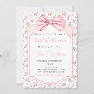 Fancy Floral Bow Bridal Show Invitation