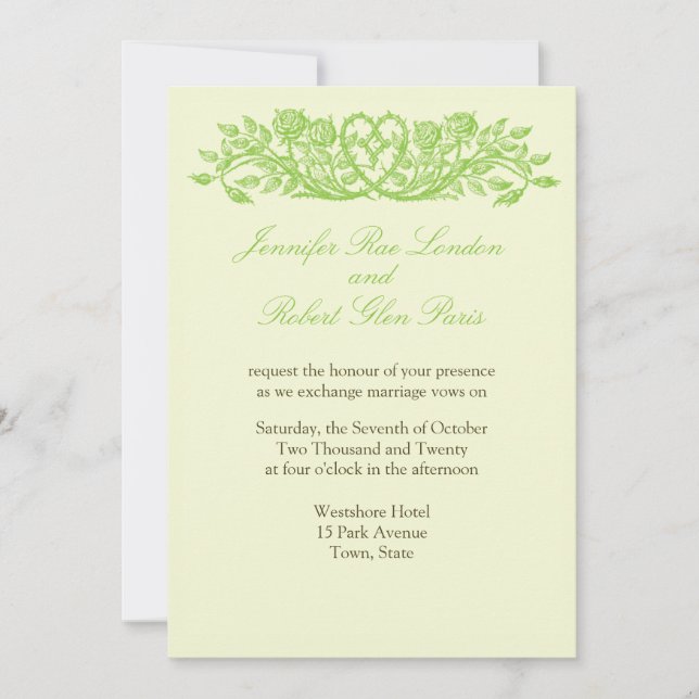 Fancy Floral Hearts Mariage Invitation Mariage (Devant)
