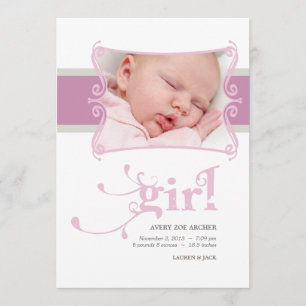 Fancy Girl Custom Photo Faire-part de naissance