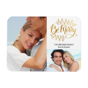 Fancy Gold Be Joyeux 2 Photo Collage Magnet de vac
