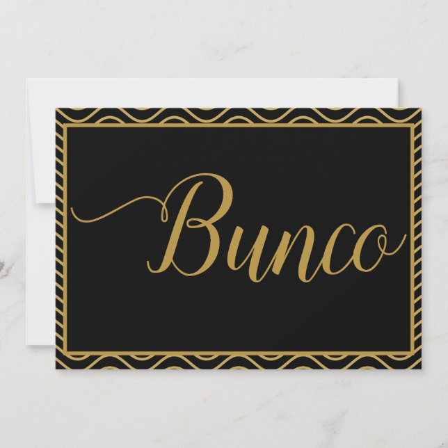 Fancy Gold Bunco Dice Jeu Invitation (Devant)
