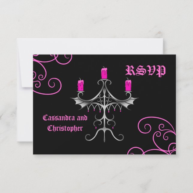 Fancy gothique candélabre rose chaud sur mariage n (Devant)