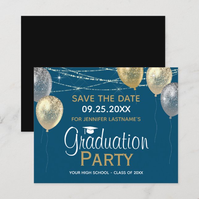 Fancy Graduation Party Enregistrer la date Invitat (Devant / Derrière)