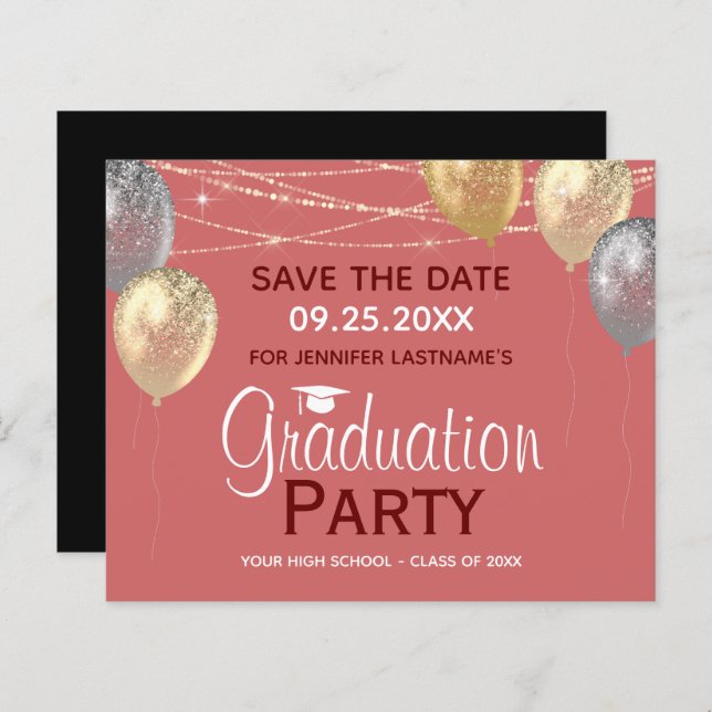 Fancy Graduation Party Enregistrer la date Invitat (Devant / Derrière)