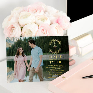 Fancy Initials FOIL Photo Faire-part de mariage