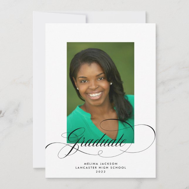 Fancy Monochrome Graduate Photo Faire-part (Devant)