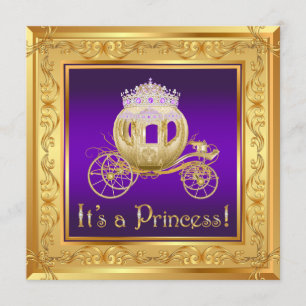 Fancy Purple Gold Princess Baby Shower Invitations