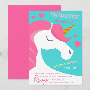 Fancy Unicorn Anniversaire Invitation