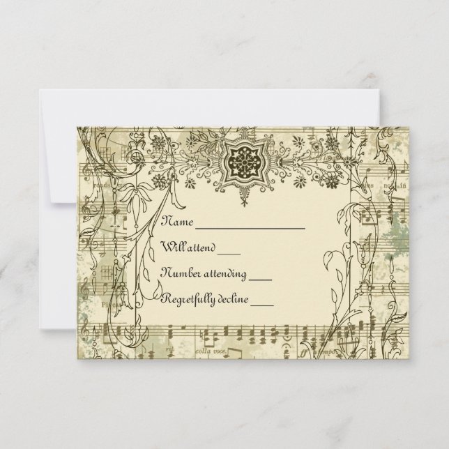 Fancy Vintage Music rsvp avec enveloppes (Devant)