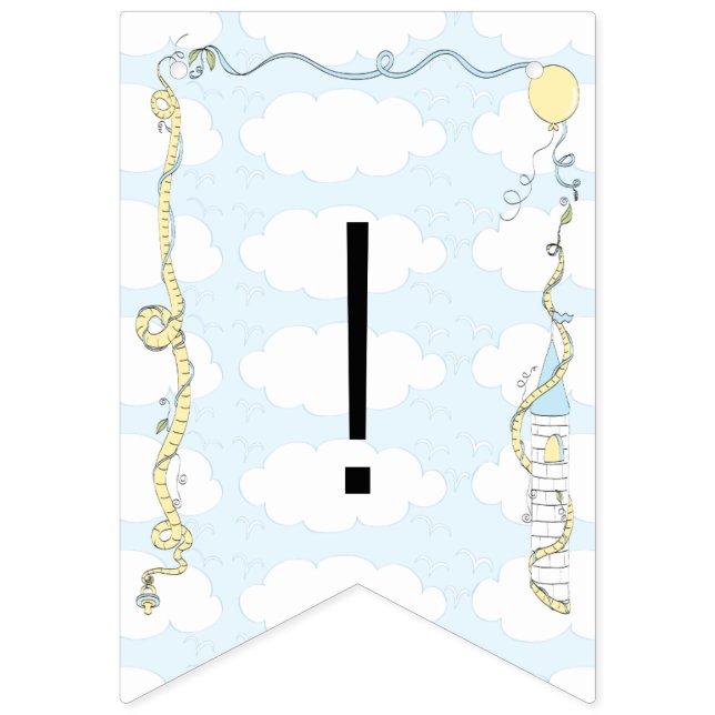 Fanions Baby shower Jaune/Bleu/Château, Bannière à queue n (Seizième drapeau)