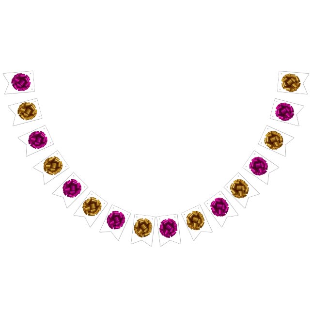 Fanions Bannière de fête à ruban rose et or (Tout)