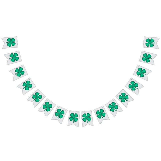 Fanions Bannière grise à festons Lucky 4 Leaf Irish Clover (Tout)