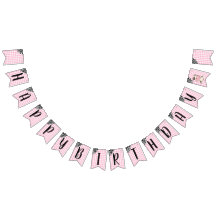 Bannière Joyeux Anniversaire Imprimé Vache Rose à