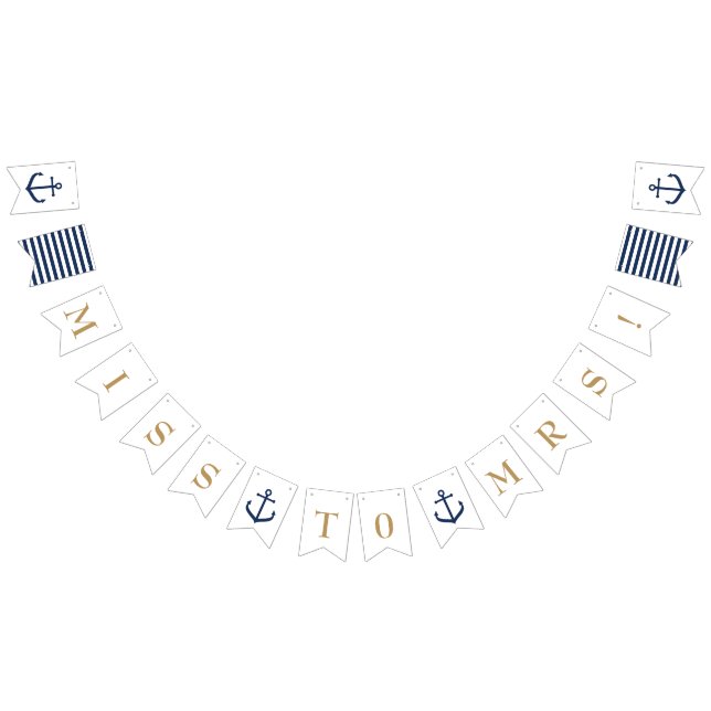 Fanions Mlle orientée nautique à Mme - bannière nuptiale (Tout)